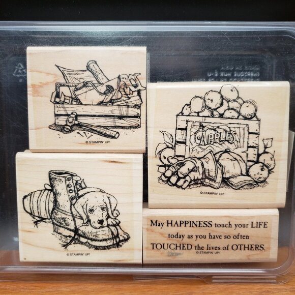 Stampin’ Up! For Father Rubber Stamp Set of 4 – Dog, Tools, Dad, Father’s Day - Picture 1 of 5